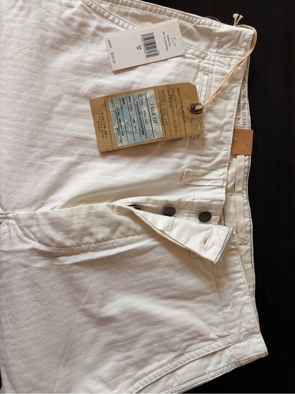 Ralph Lauren Double RL White Flat Front Men’s Shorts